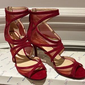 Nine West Red  suede Strappy High-Heel Sandals
